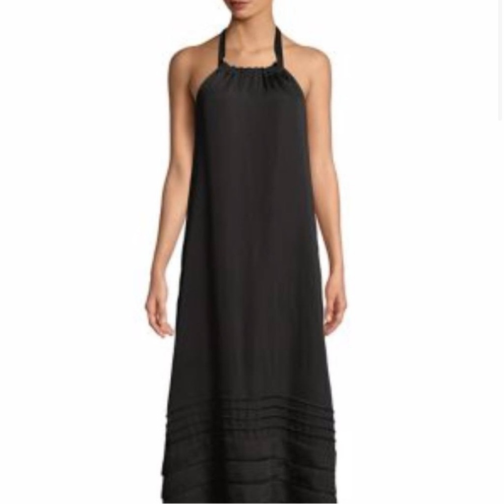 Halston Heritage Maxi Dress Casual Halter Resortwear Minimalist Black Size 4